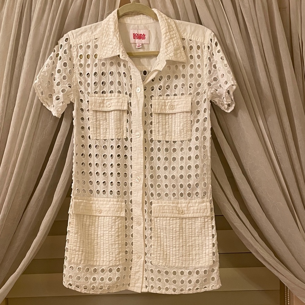 SOLID & STRIPED White Eyelet Mini Dress